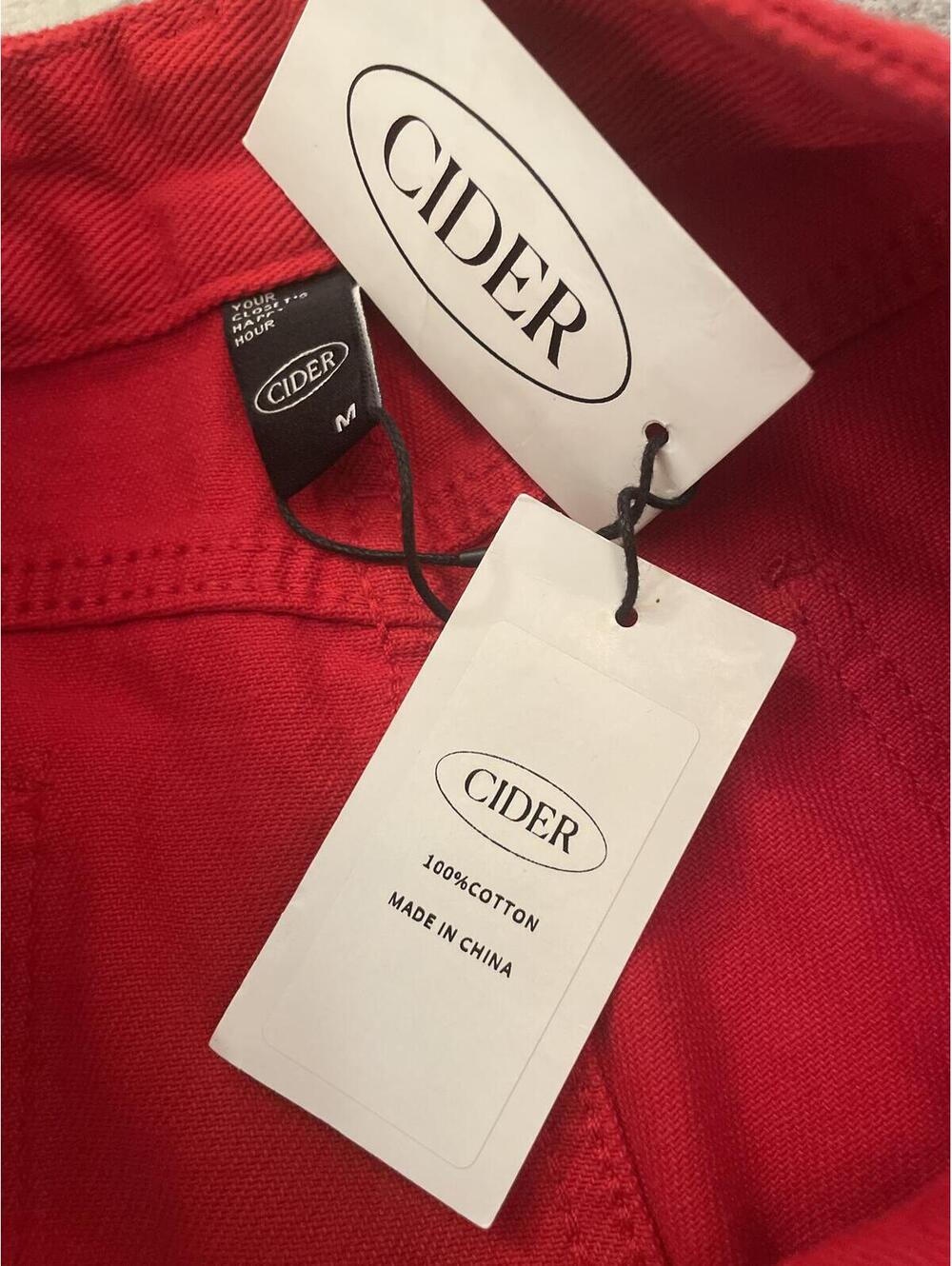 Cider Wide Leg Jeans Women's Medium Frayed Hem Red Cotton - Picture 4 of 9